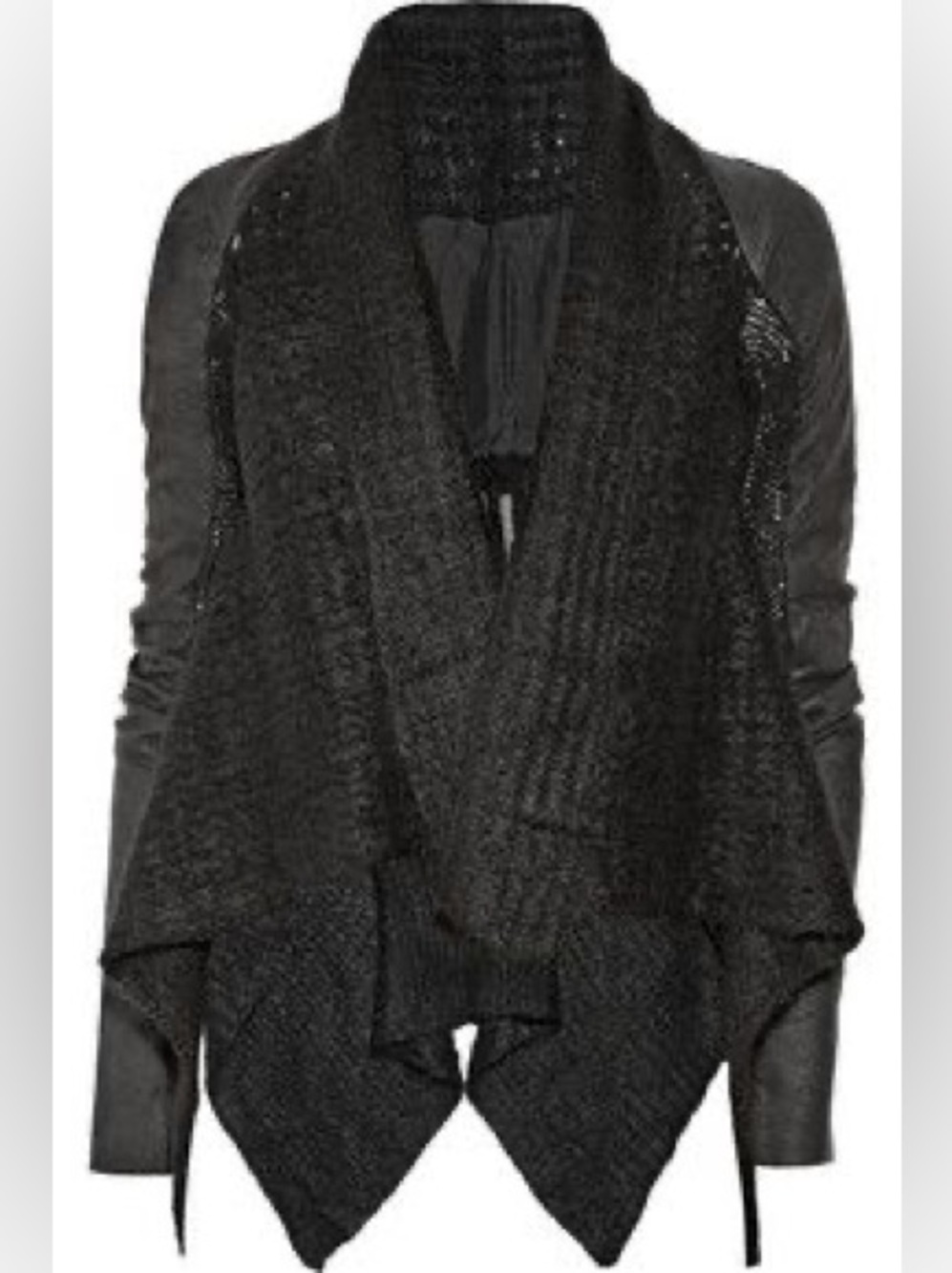 RICK OWENS Mohair Leather Wool Cardigan Brown, US S-M, 0-4